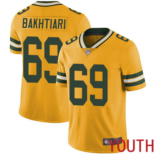 Green Bay Packers Limited Gold Youth 69 Bakhtiari David Jersey Nike NFL Rush Vapor Untouchable